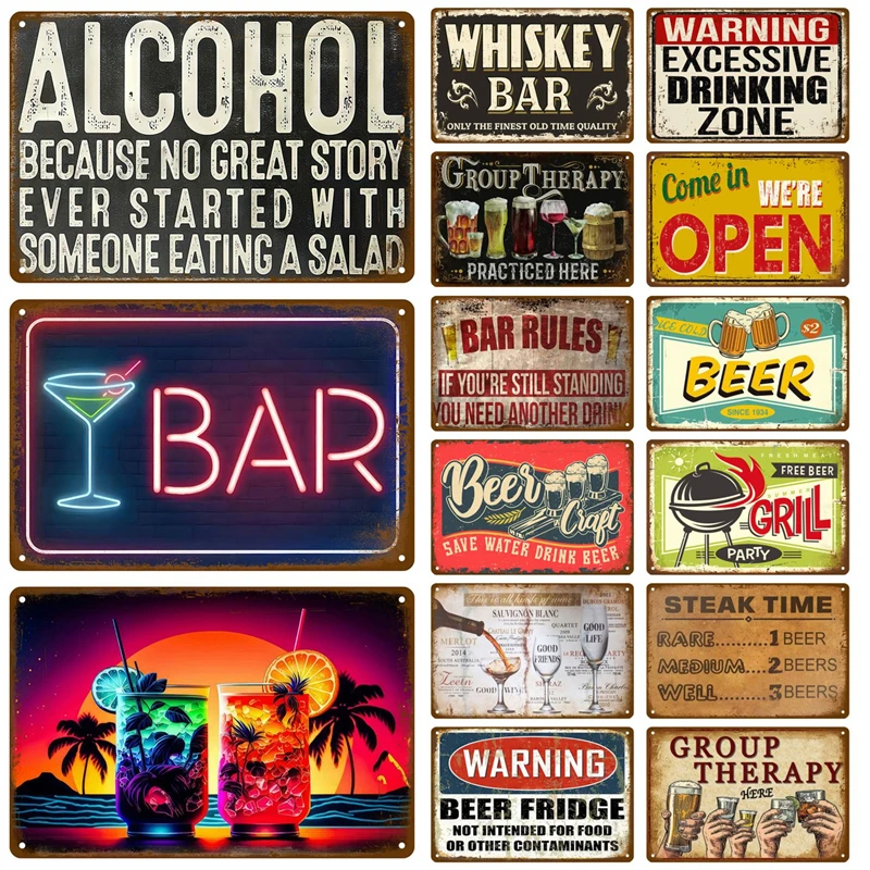 Metal Sign Whiskey Wine Alcoho - Wine Beer Brand ulasan dan harga