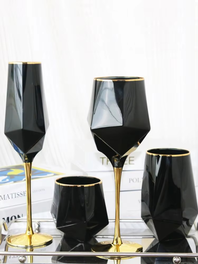 Pure Black Crystal Golden Edge - Wine Beer Champagne ulasan dan harga