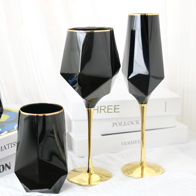 Pure Black Crystal Golden Edge - Wine Beer Champagne ulasan dan harga